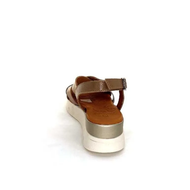 oh my sandals - innova footwear Sandales Plateforme Ivoire 5418 Cuir Vernis Blanc Or Beige Discount