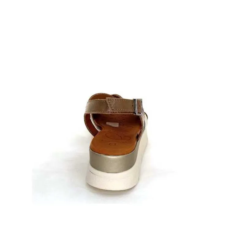oh my sandals - innova footwear Sandales Plateforme Ivoire 5418 Cuir Vernis Blanc Or Beige Discount