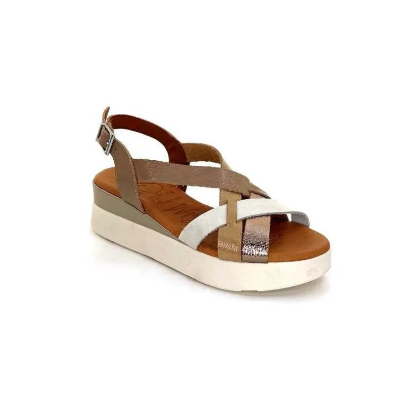 oh my sandals - innova footwear Sandales Plateforme Ivoire 5418 Cuir Vernis Blanc Or Beige Discount