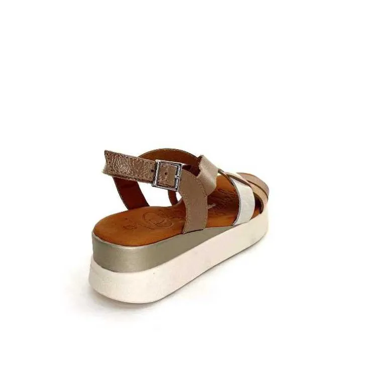 oh my sandals - innova footwear Sandales Plateforme Ivoire 5418 Cuir Vernis Blanc Or Beige Discount