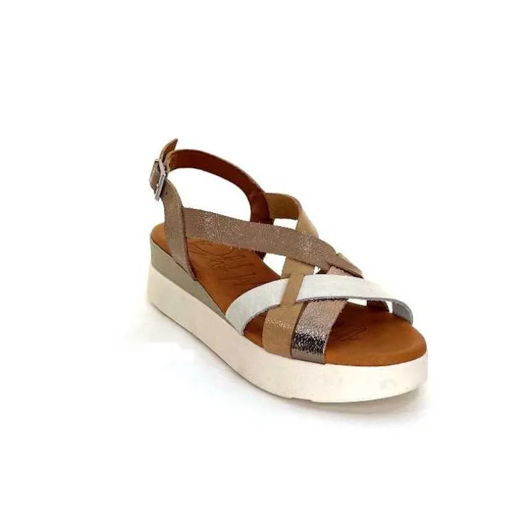 oh my sandals - innova footwear Sandales Plateforme Ivoire 5418 Cuir Vernis Blanc Or Beige Discount
