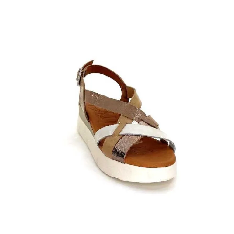 oh my sandals - innova footwear Sandales Plateforme Ivoire 5418 Cuir Vernis Blanc Or Beige Discount
