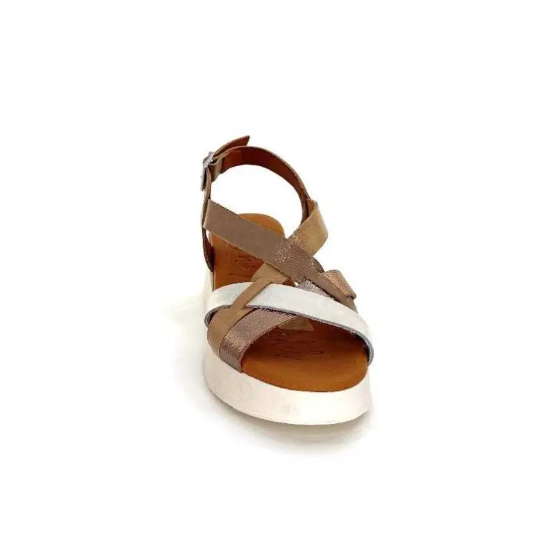 oh my sandals - innova footwear Sandales Plateforme Ivoire 5418 Cuir Vernis Blanc Or Beige Discount