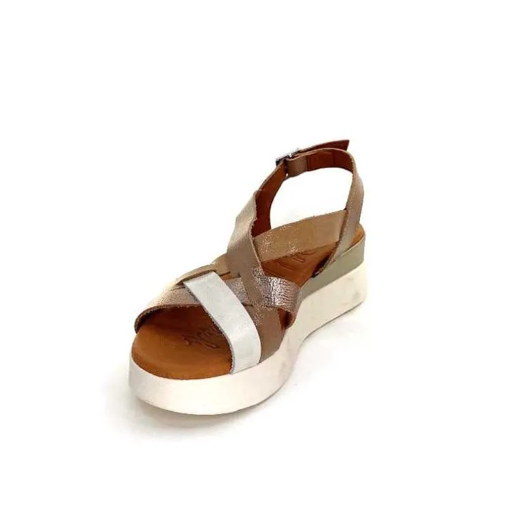 oh my sandals - innova footwear Sandales Plateforme Ivoire 5418 Cuir Vernis Blanc Or Beige Discount
