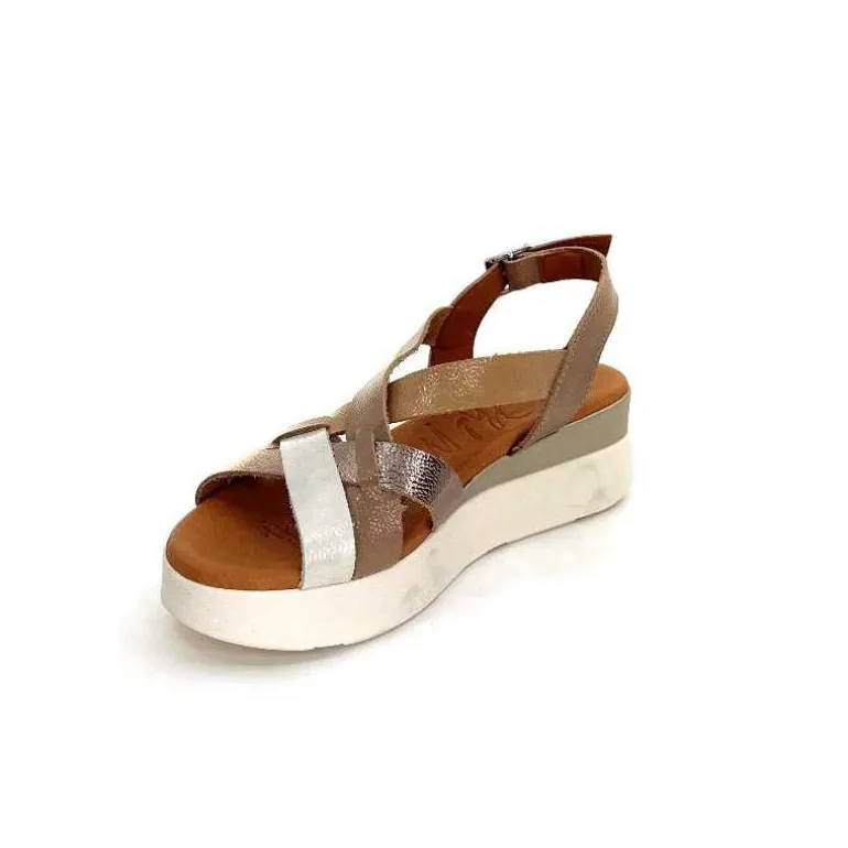 oh my sandals - innova footwear Sandales Plateforme Ivoire 5418 Cuir Vernis Blanc Or Beige Discount
