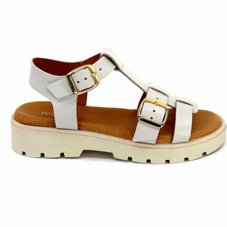 We Do Sandales Plateforme Ivoire 45420A Cuir Ghiaccio Blanc Discount