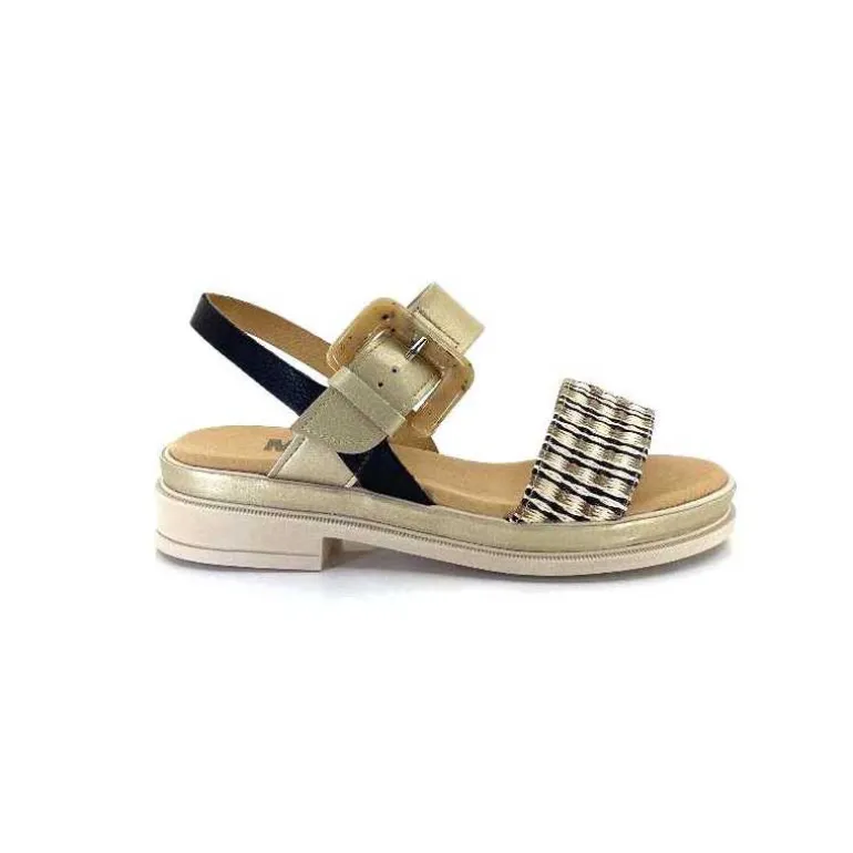 MKD Sandales Plateforme Irmin Cuir Doré Beige Noir Best Sale