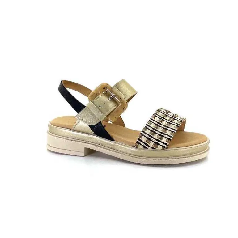 MKD Sandales Plateforme Irmin Cuir Doré Beige Noir Best Sale