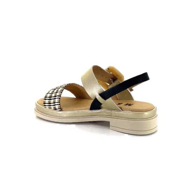 MKD Sandales Plateforme Irmin Cuir Doré Beige Noir Best Sale