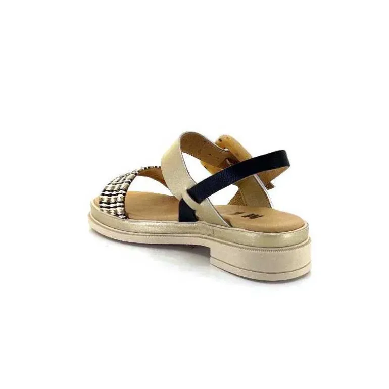 MKD Sandales Plateforme Irmin Cuir Doré Beige Noir Best Sale