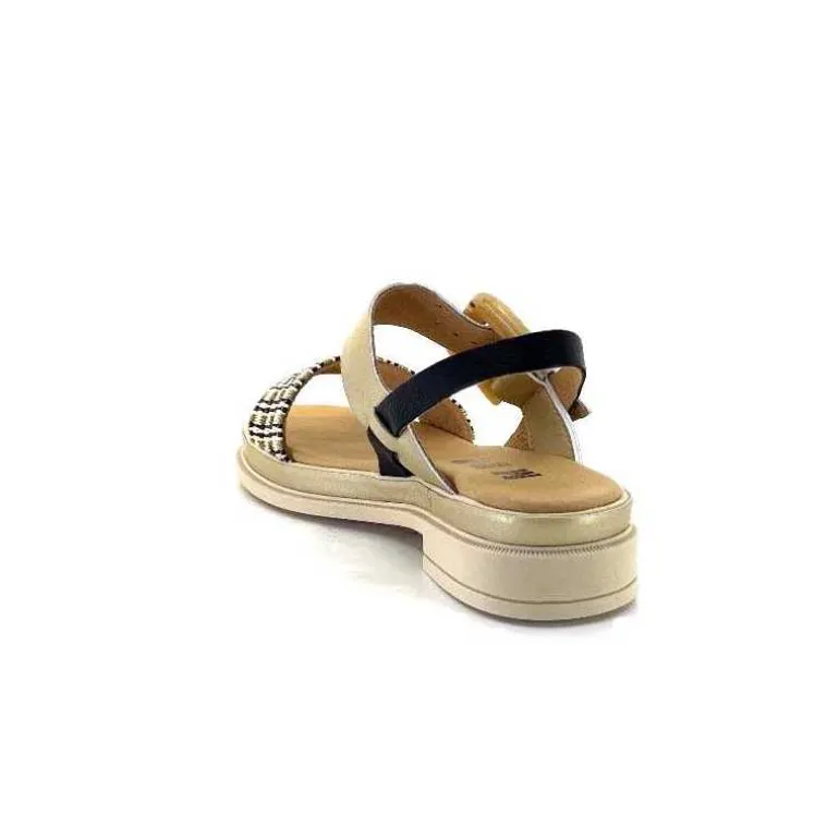 MKD Sandales Plateforme Irmin Cuir Doré Beige Noir Best Sale