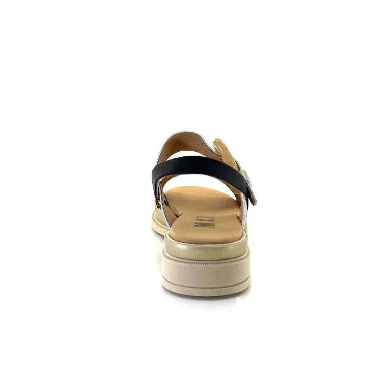 MKD Sandales Plateforme Irmin Cuir Doré Beige Noir Best Sale