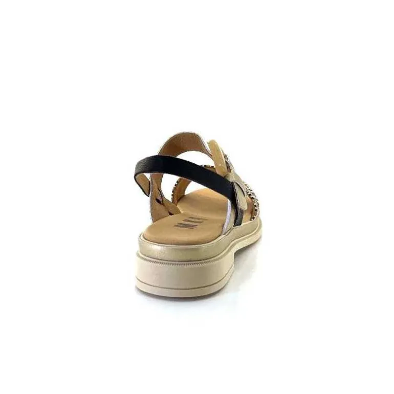 MKD Sandales Plateforme Irmin Cuir Doré Beige Noir Best Sale
