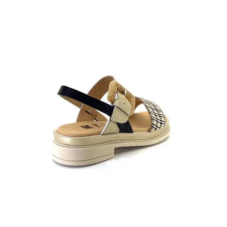 MKD Sandales Plateforme Irmin Cuir Doré Beige Noir Best Sale