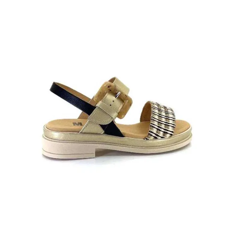 MKD Sandales Plateforme Irmin Cuir Doré Beige Noir Best Sale