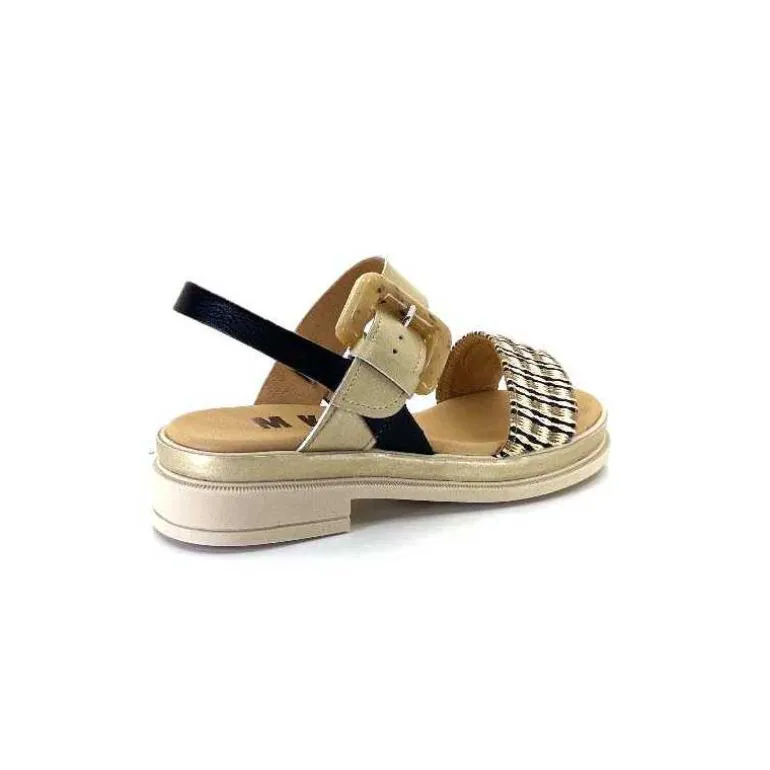 MKD Sandales Plateforme Irmin Cuir Doré Beige Noir Best Sale