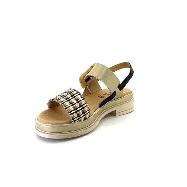 MKD Sandales Plateforme Irmin Cuir Doré Beige Noir Best Sale