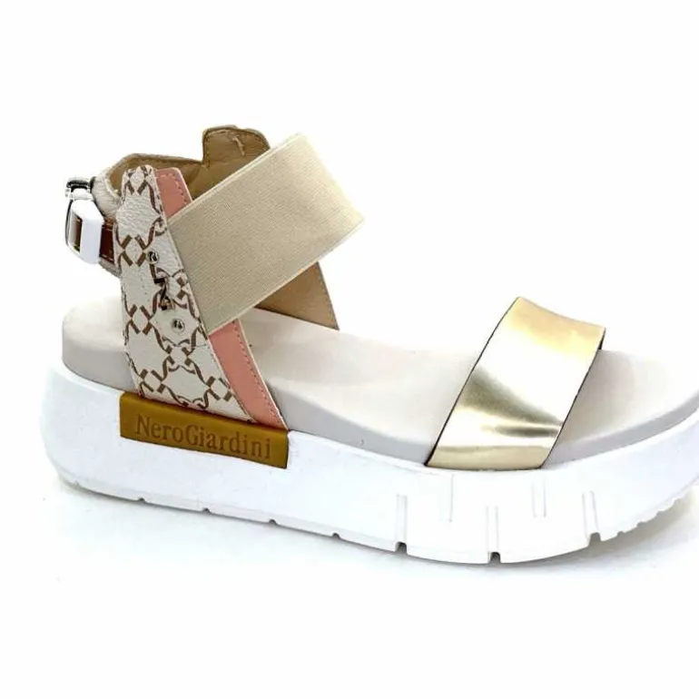 Nero Giardini Sandales Plateforme NeroGiardini 410704 D415 Cuir Rose Crème Marron Blanc Online
