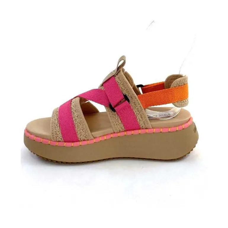 Steve Madden Sandales Plateforme Decorum Textile Orange Beige Rose New