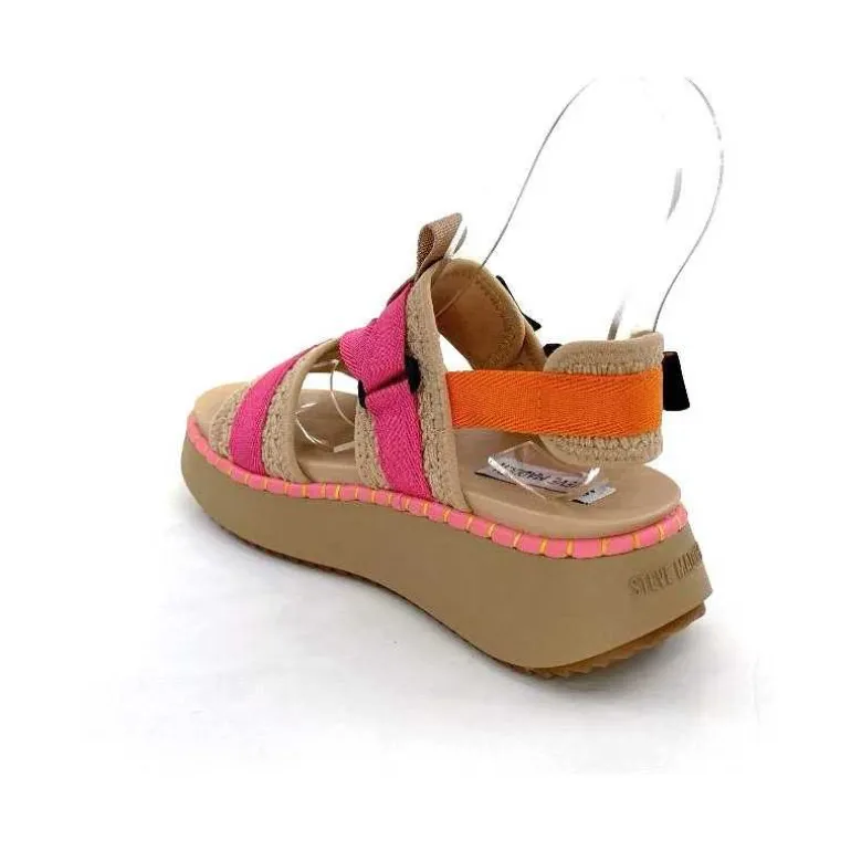 Steve Madden Sandales Plateforme Decorum Textile Orange Beige Rose New