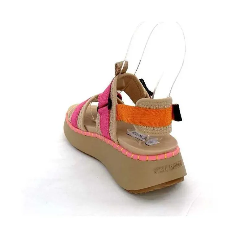 Steve Madden Sandales Plateforme Decorum Textile Orange Beige Rose New