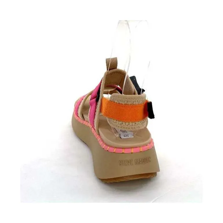 Steve Madden Sandales Plateforme Decorum Textile Orange Beige Rose New