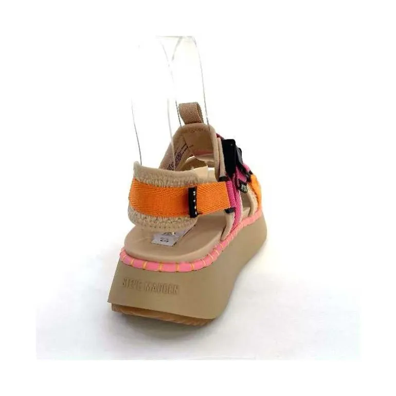 Steve Madden Sandales Plateforme Decorum Textile Orange Beige Rose New