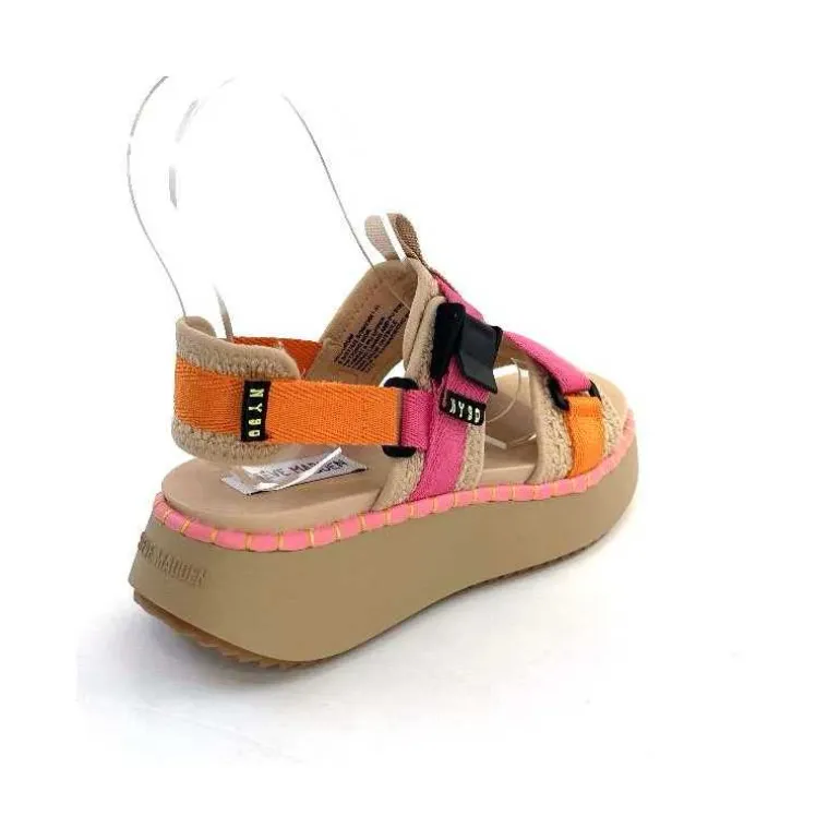 Steve Madden Sandales Plateforme Decorum Textile Orange Beige Rose New