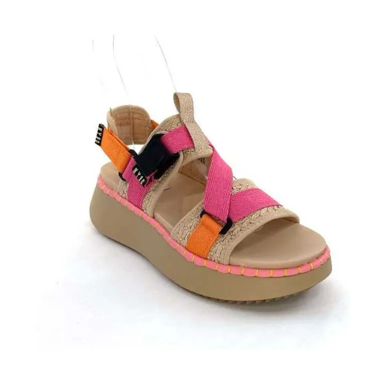 Steve Madden Sandales Plateforme Decorum Textile Orange Beige Rose New