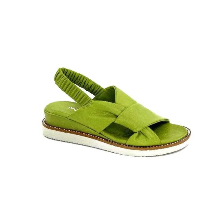 Ivoire-354 Sandales Plateformes Ivoire 109124 Cuir Vert Shop