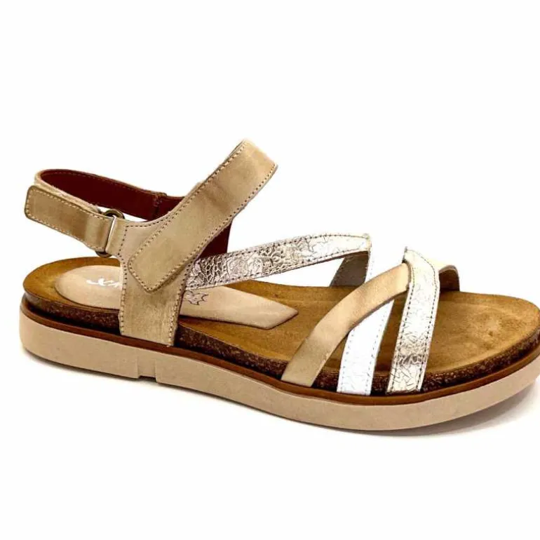 Ivoire0576a Sandales Plateformes Xapatan 1633 Cuir Blanc Or Beige New