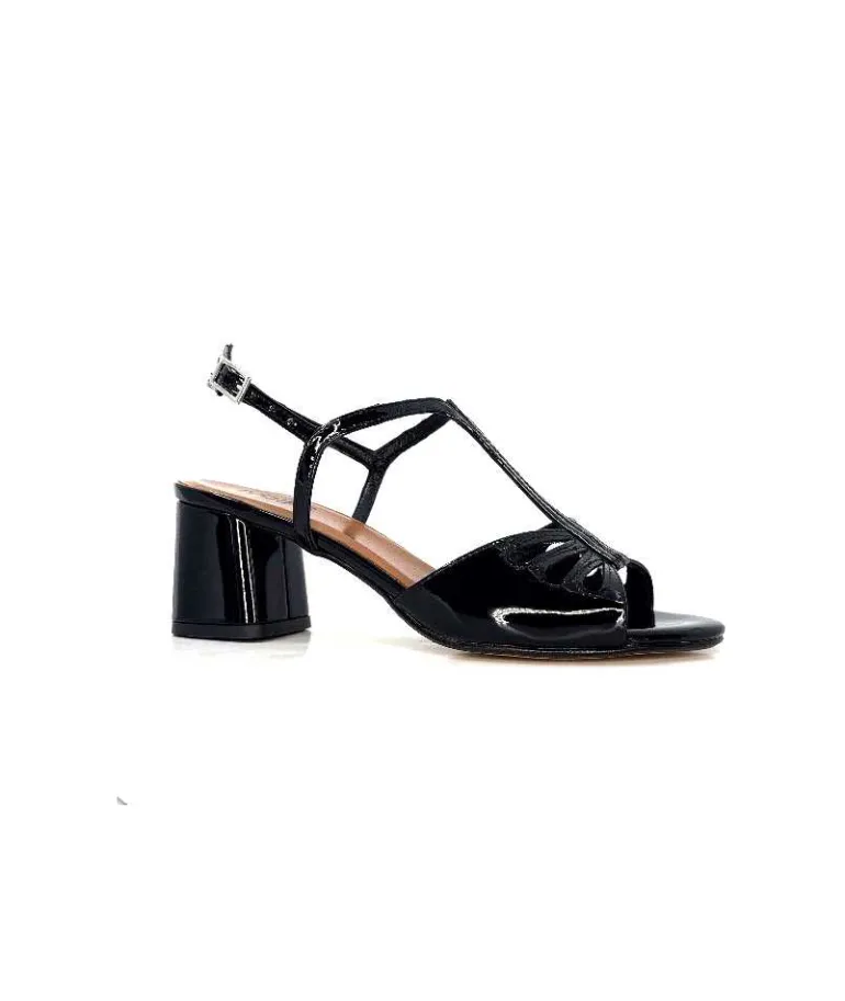 Ivoire0334 Sandales Talon Ivoire F2295 Venezia Cuir Vernis Noir Outlet