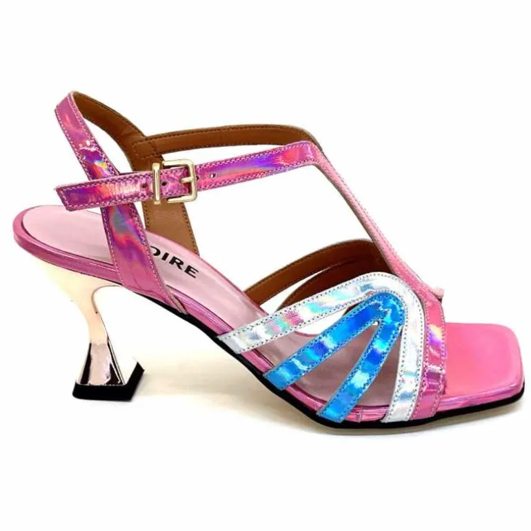 Ivoire0330 Sandales Talons Ivoire 706 Cuir Métallique Irisé Argent Bleu Rose Best