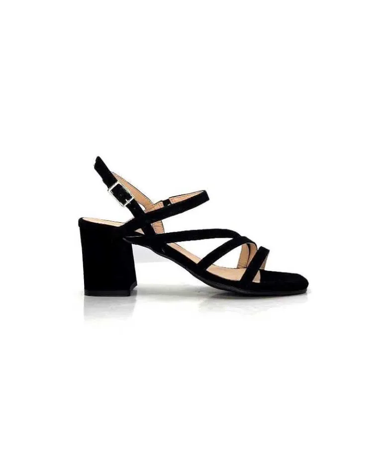 Ivoire0104a Sandales Talons Ivoire 47146 Daim Noir Shop