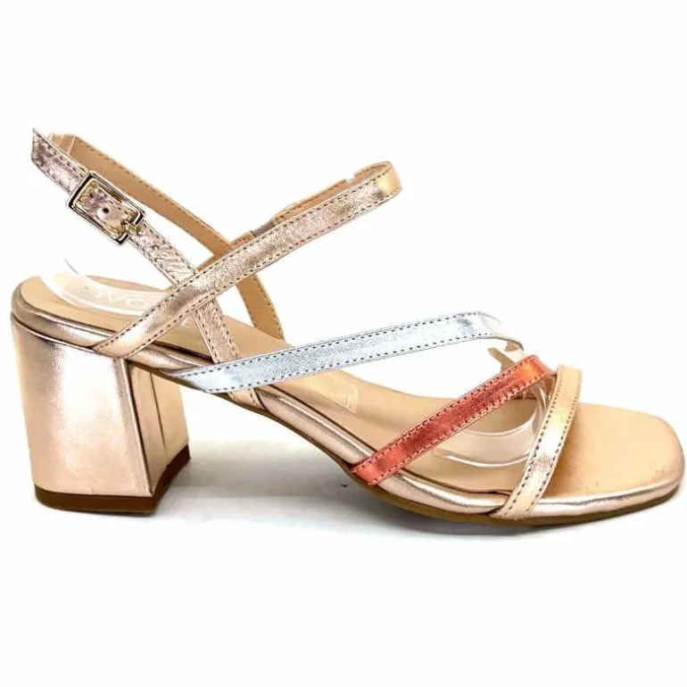 Ivoire0104a Sandales Talons Ivoire A47146 Cuir Métal Argent Rose Online