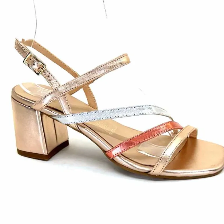 Ivoire0104a Sandales Talons Ivoire A47146 Cuir Métal Argent Rose Online