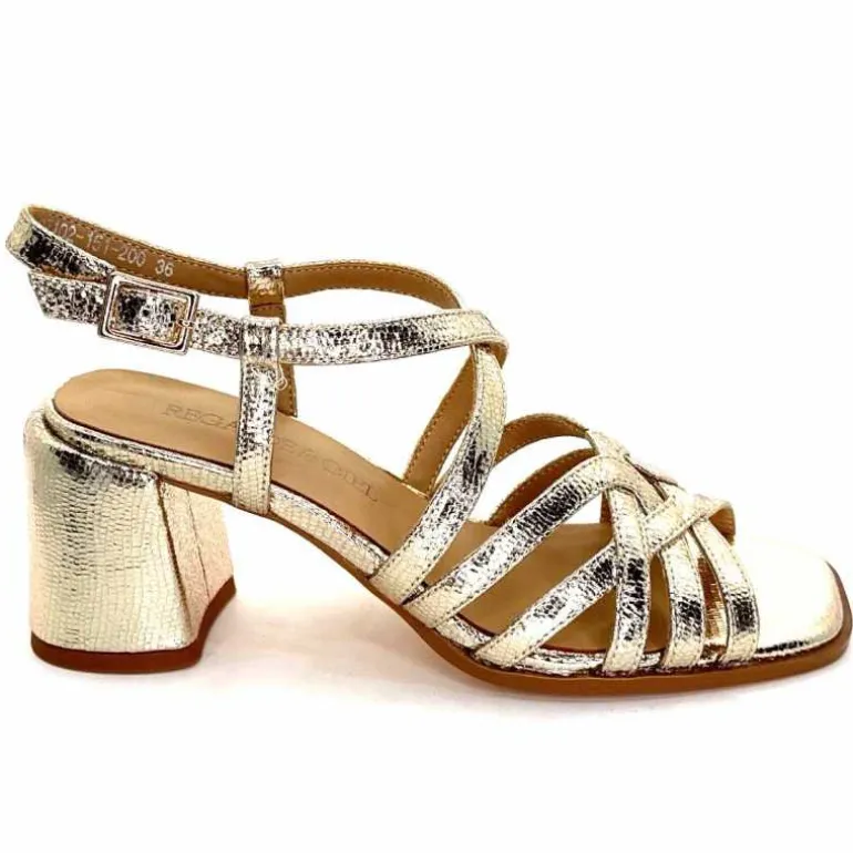 Regarde Le Ciel Sandales Talons Marissa 02 Cuir Dé Or Fashion