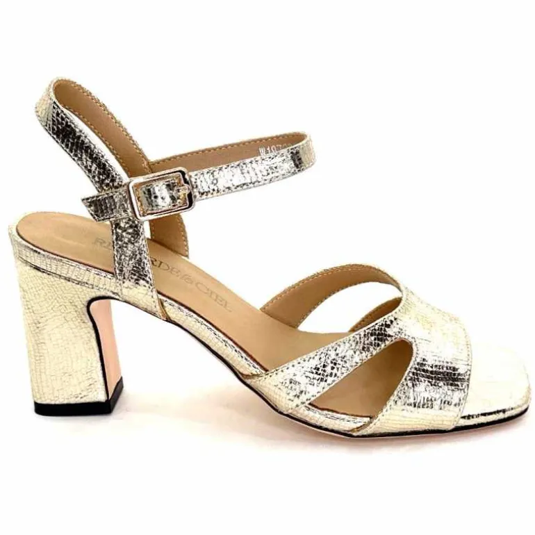 Regarde Le Ciel Sandales Talons Monica 02 Cuir Dé Or Clearance